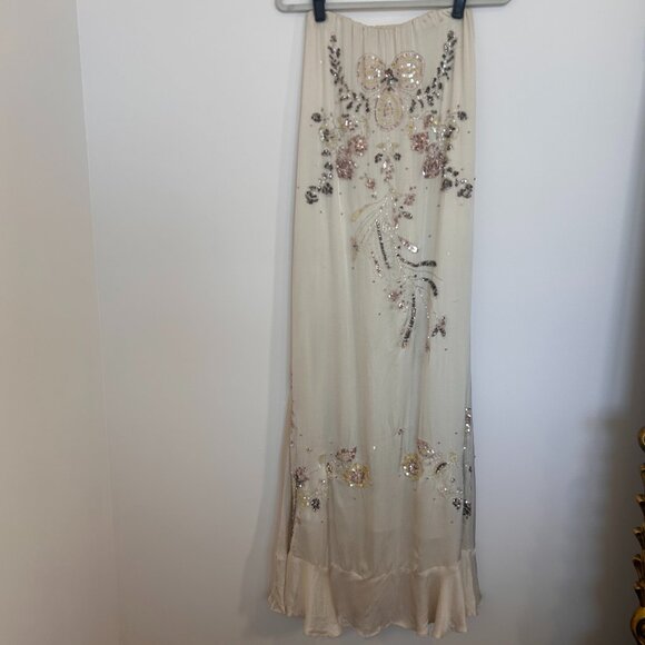 Free People Bali At Last Maxi Dress NWT Ivory Cream Beaded Embellished XS - Picture 6 of 16
